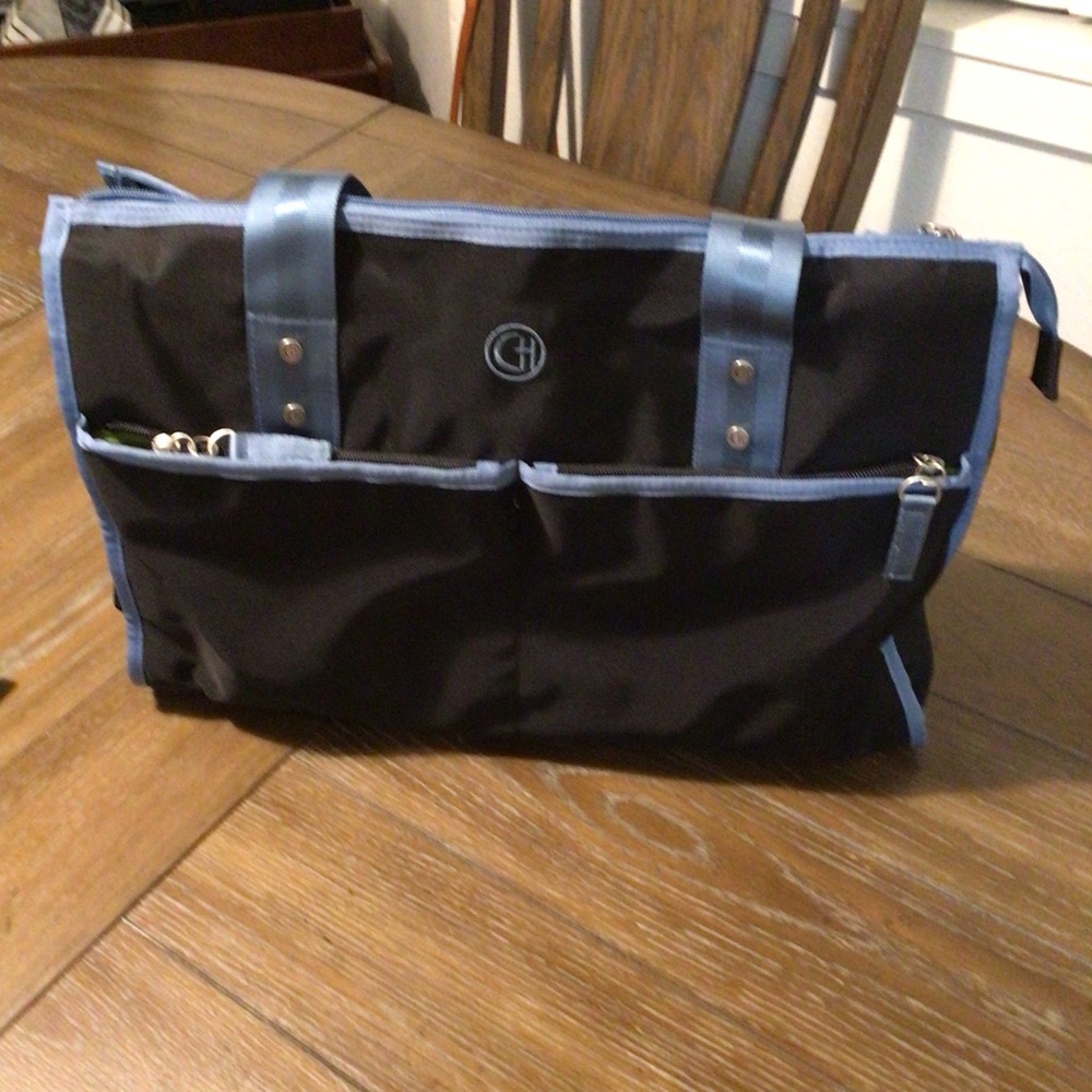“CHELSEY HENRY” Stylish Black and Blue Laptop Bag